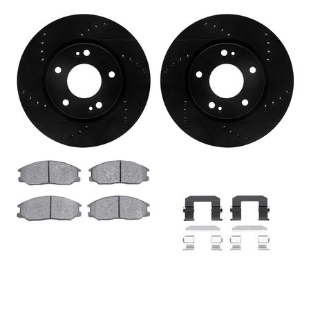 DYNAMIC FRICTION CO 8512-03023, Rotors-Drilled and Slotted-Black w/ 5000 Advanced Brake Pads incl. Hardware, Zinc Coated 8512-03023